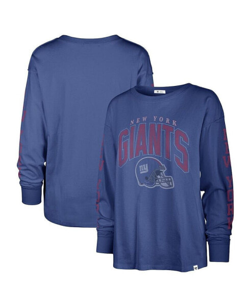 Women's Royal Distressed New York Giants Tom Cat Long Sleeve T-shirt