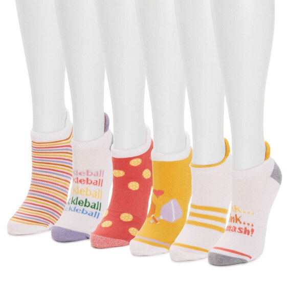 Women's 6 Pack Pickleball Ankle Socks, Retro Multi, One