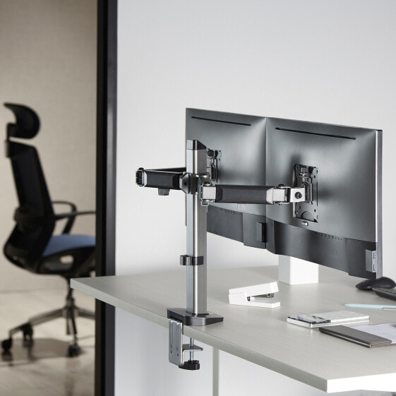 ACT Dual monitor arm office - silver - Clamp/Bolt-through - 18 kg - 43.2 cm (17") - 81.3 cm (32") - 100 x 100 mm - Silver