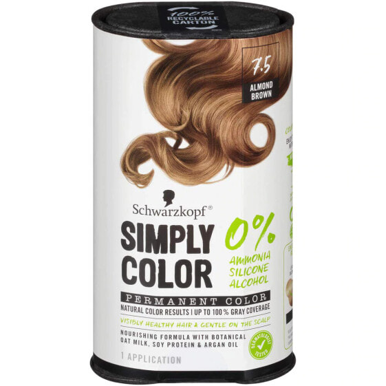 Schwarzkopf Simply Color Permanent Hair Color Almond Brown 7.5 Перманентная краска для волос без аммиака Миндальный