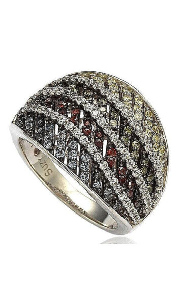 Suzy Levian Sterling Silver Cubic Zirconia Multi-Color Pave Ring