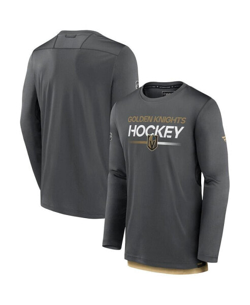 Men's Gray Vegas Golden Knights Authentic Pro Long Sleeve T-shirt