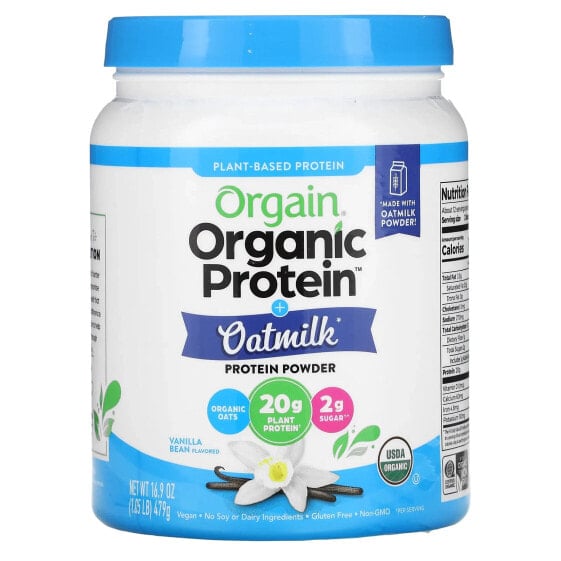 Растительный протеин Orgain Organic Protein Powder + Oatmilk, Ванильный аромат, 1,05 фунта (479 г)