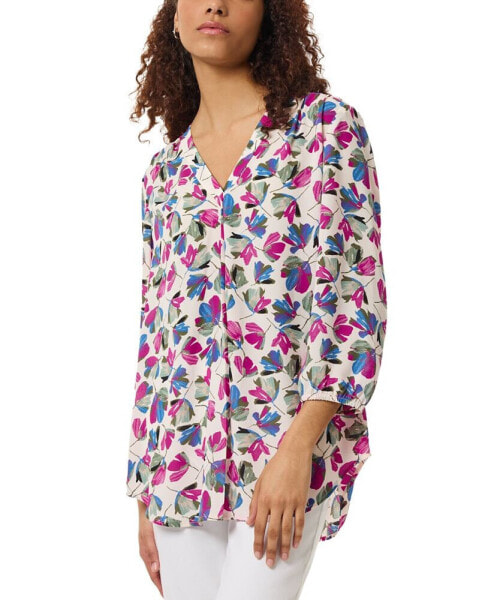 Women's Printed 3/4-Sleeve V-Neck Blouse