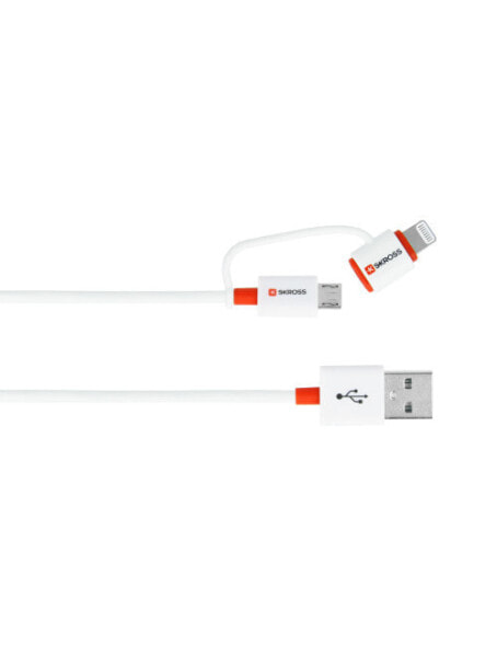 SKROSS 2.700200-E - 1 m - USB A - Micro-USB B/Lightning - Male/Male - White