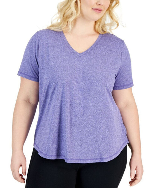 Plus Size Curved-Hem V-Neck Top, Created for Macy's
