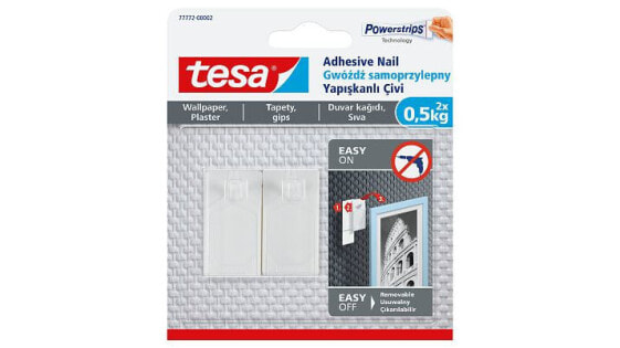 Tesa 77772 - Indoor - Universal hook - White - Adhesive strip - 2 pc(s)