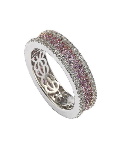 Pink Sapphire & Lab-Grown White Sapphire Framed Eternity Band Ring in Sterling Silver by Suzy Levian