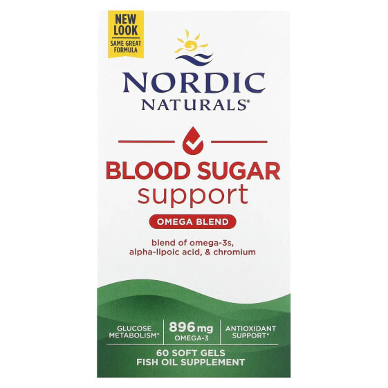Nordic Naturals, Blood Sugar Support, смесь омега кислот, 448 мг, 60 капсул