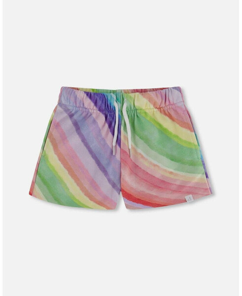 Girl French Terry Short Rainbow Stripe - Toddler|Child