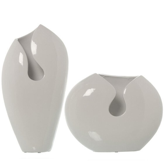 Set of 2 Vases Alexandra House Living White Ceramic Shiny 23 x 24 x 42 cm (2 Pieces)