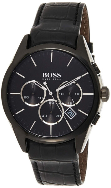 Hugo Boss Mens Onyx Quartz Black Band Black Dial