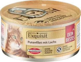 Nassfutter Katze Putenfilet mit Lachs, Exquisit, 70 g