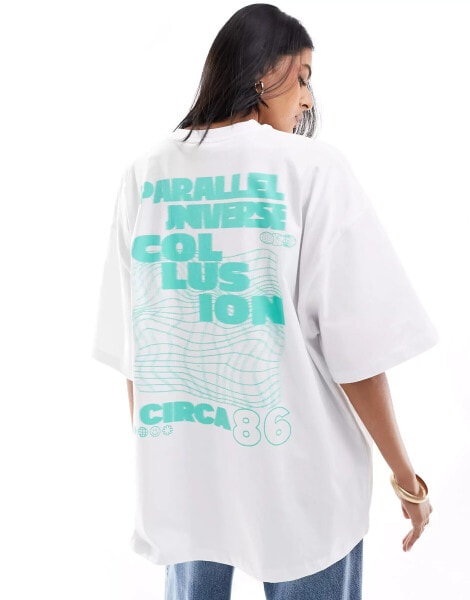 COLLUSION oversized t-shirt with blurred green back print