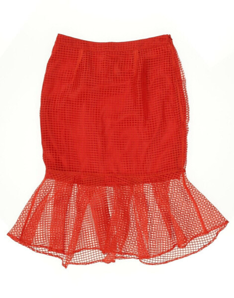 ASOS 134228 Womens Solid Below Knee Red Party/Cocktail Mesh Flare Skirt Size 12