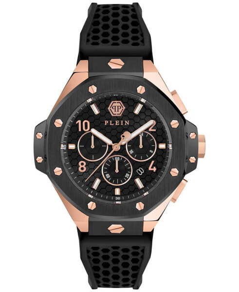 Men's Chronograph Black Silicone Strap Watch 46mm