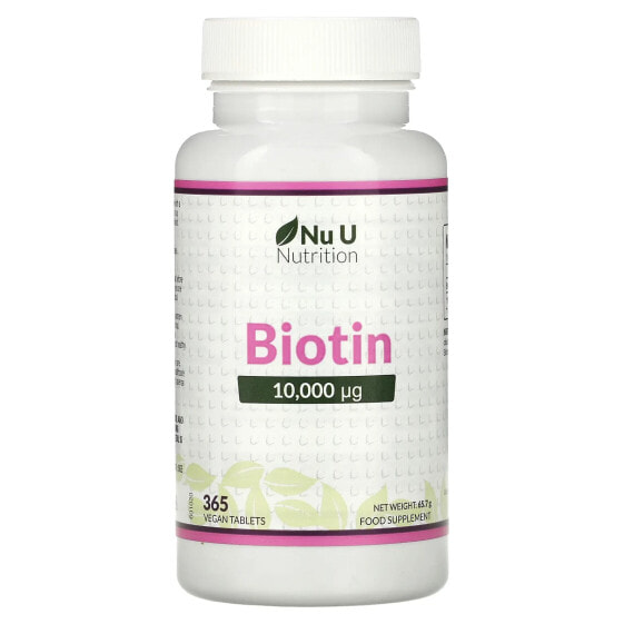 Витамин Biotin Nu U Nutrition, 10 000 µp, 365 веганских таблеток