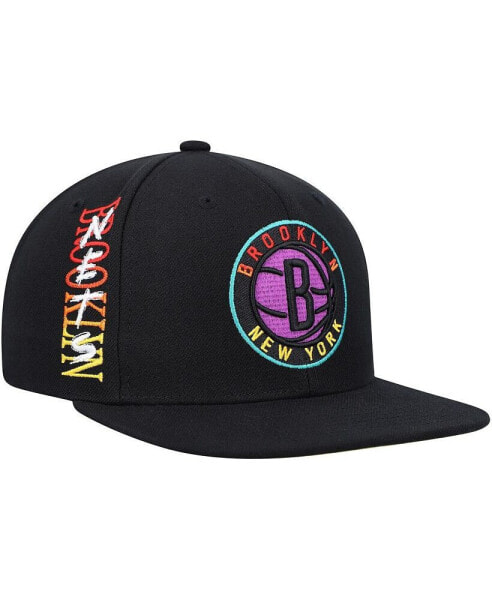 Men's Black Brooklyn Nets Soul High-Grade Fade Undervisor Snapback Hat