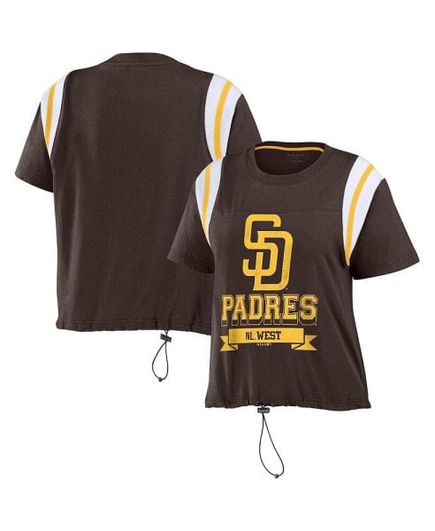 Women's Brown Distressed San Diego Padres Cinched Colorblock T-shirt
