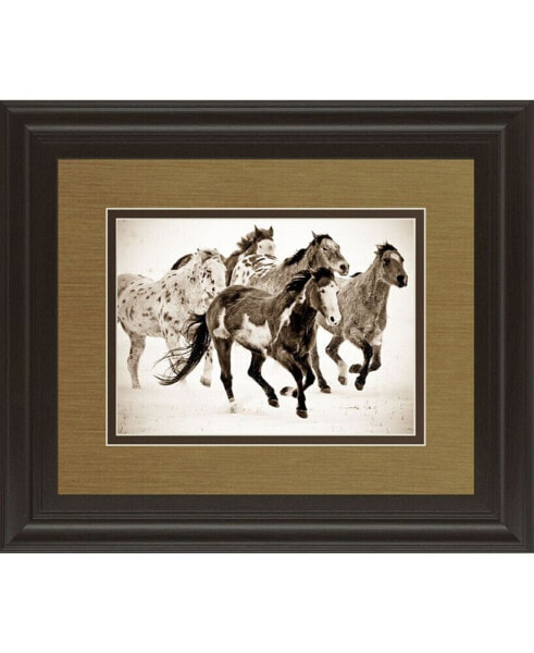 Painted Horses Run by Carol Walker Framed Print Wall Art - 34" x 40"