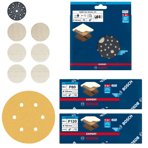 Bosch EXPERT Schleifscheiben 150mm C470 Wood + Gratis M480 Starter-Set