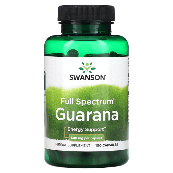 Травяной препарат Full Spectrum Guarana 500 мг, 100 капсул Swanson