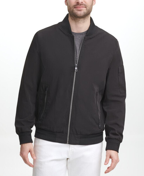 Men's Full-Zip Flight Jacket with Embroidered Tonal Logo