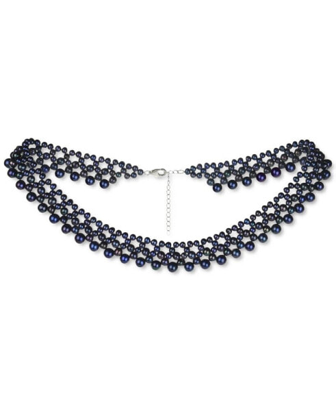 Cultured Freshwater Pearl (4-8mm) Multi-row Statement Necklace, 20" + 1" extender (Also in Black Cultured Freshwater Pearl)