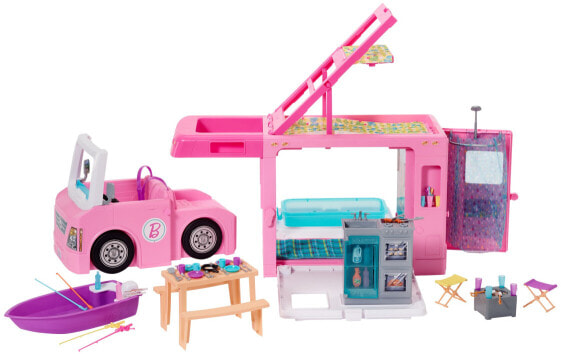 Игровой набор Barbie Estate 3-In-1 Dreamcamper  Дом мечты на колесах 3 в 1 , с бассейном,лодкой,с 50 аксессуарами