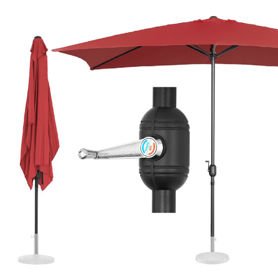 Пляжный зонт прямоугольный с куркой 200 x 300 см бордовый Uniprodo