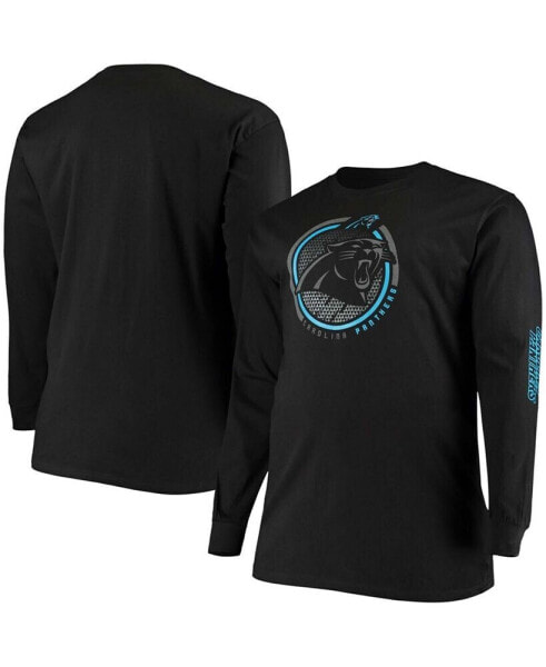 Men's Big and Tall Black Carolina Panthers Color Pop Long Sleeve T-shirt