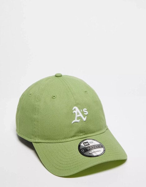 New Era Oakland Athletics mini logo cap in cream and green