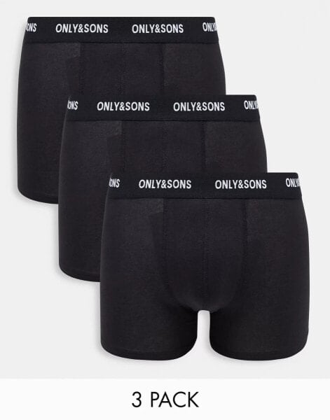 ONLY & SONS 5 pack trunks in solid black