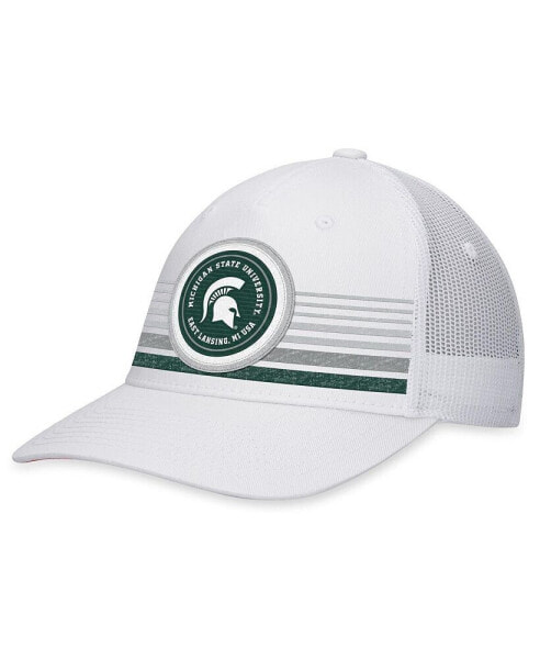 Men's White Michigan State Spartans Top Trace Trucker Snapback Hat