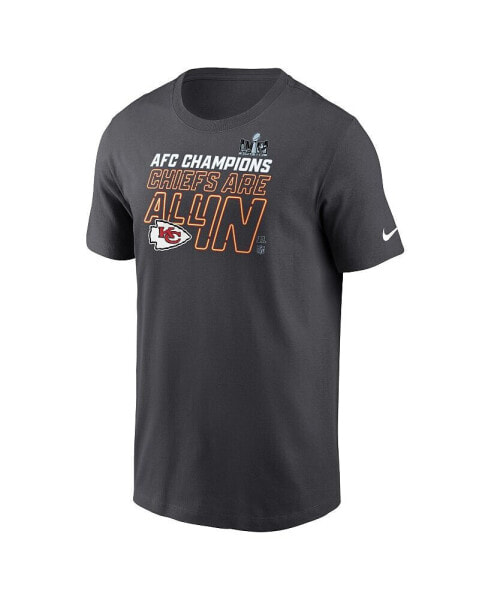 Men's Anthracite Kansas City Chiefs 2023 AFC Champions Locker Room Trophy Collection T-shirt