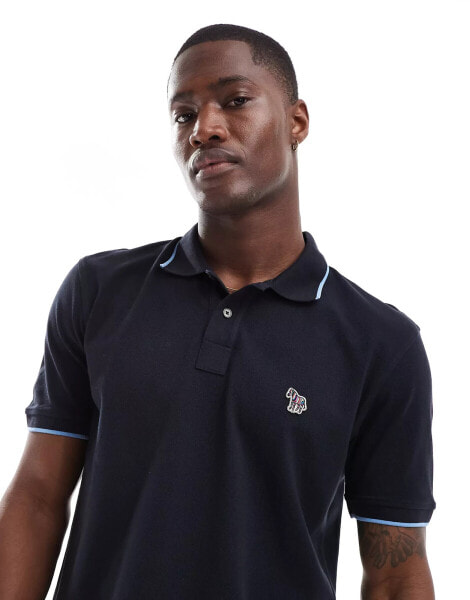 PS Paul Smith regular fit tipped polo with logo in navy