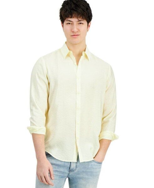Men's Dash Long-Sleeve Button Front Crinkle Shirt, Created for Macy's