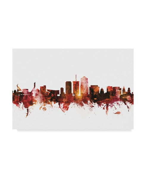 Michael Tompsett Tucson Arizona Skyline Red Canvas Art - 15" x 20"