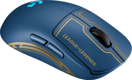 Logitech G G PRO Wireless Gaming Mouse League of Legends Edition - Ambidextrous - Optical - RF Wireless - 25600 DPI - 1 ms - Black - Blue - Gold