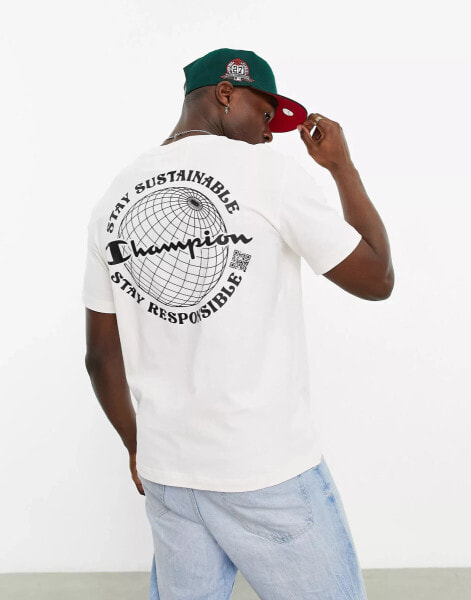 Champion Rochester future t-shirt with back globe print in white