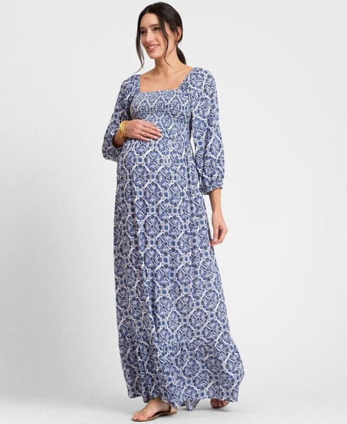 Платье для беременных Seraphine Макси с ворсистой корсеткой из крепа