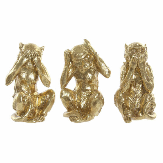 Decorative Figure DKD Home Decor Golden Resin Colonial Monkey 13 x 11 x 19,5 cm (3 Pieces)