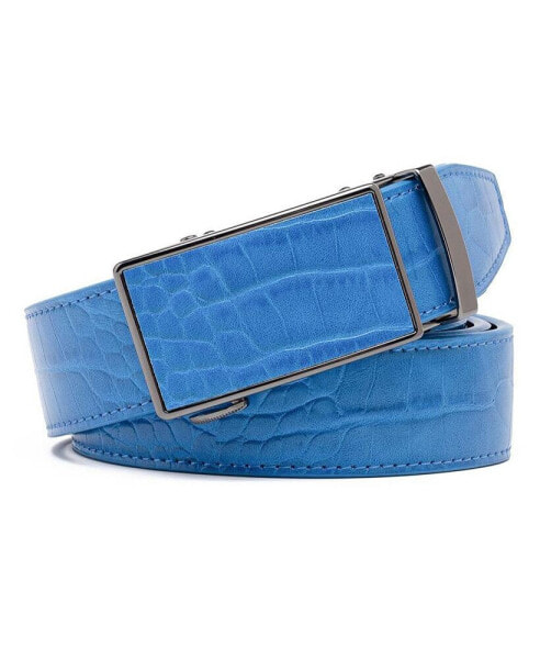Men's Genuine Leather Crocodile Design Dress Belt with Automatic Buckle
