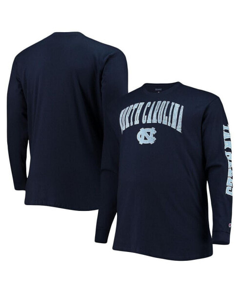 Men's Navy North Carolina Tar Heels Big and Tall 2-Hit Long Sleeve T-shirt