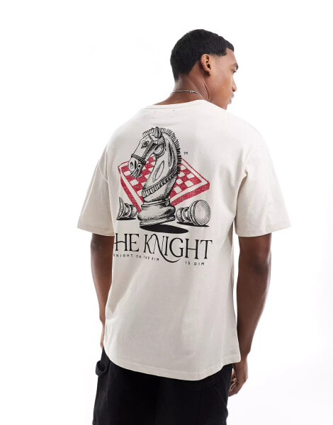 ADPT oversized t-shirt with knight back print in cream