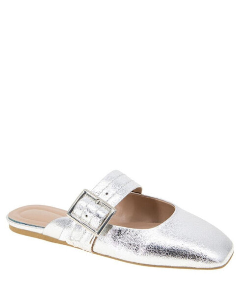 Women's Hope Square Toe Buckle Slide Flat Mules