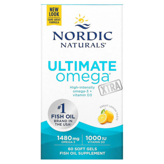 Ultimate Omega Xtra, Lemon, 1,480 mg, 60 Soft Gels (740 mg per Soft Gel)