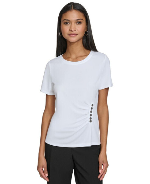 Women's Gathered Button-Side Top