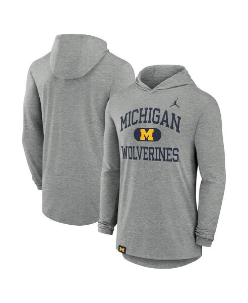 Men's Heather Gray Michigan Wolverines Blitz Hoodie Long Sleeve T-Shirt