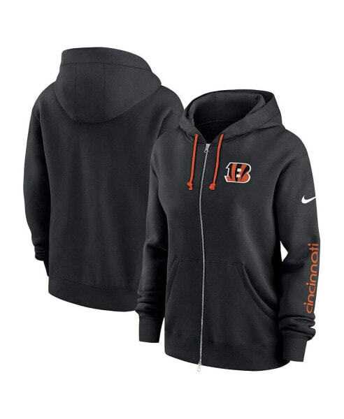 Women's Black Cincinnati Bengals Phoenix Hoodie Full-Zip Sweatshirt